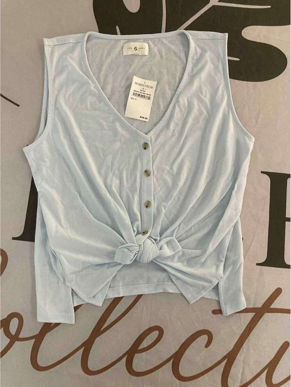 Lou & Grey Bright Skyway Blue Tank Top with Front Knot, Size S